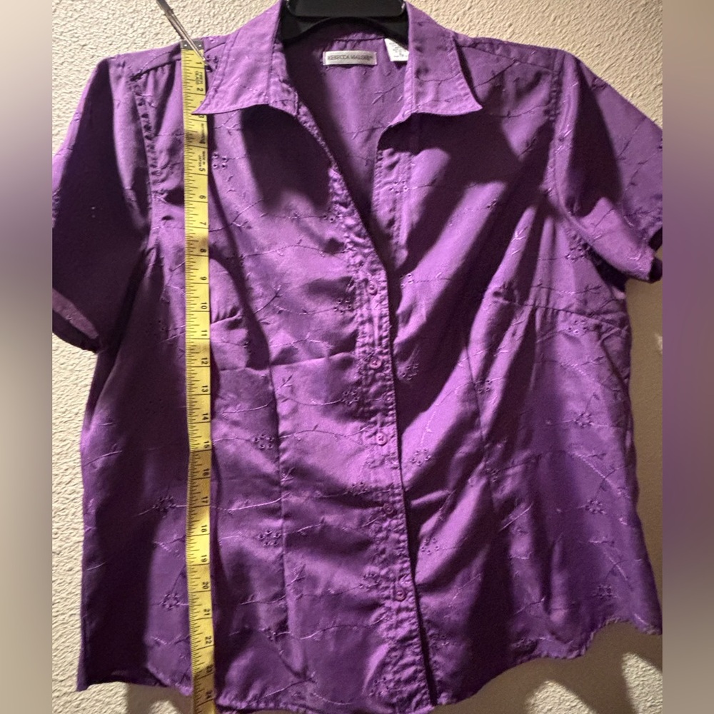 Rebecca Malone Purple Boxy Button Down Shirt - Picture 3 of 5